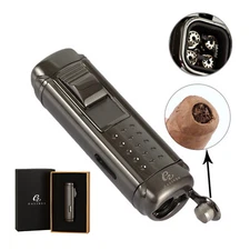 Galiner 4 Torch Cigar Lighter With Punch Windproof Jet Flame Refillable Gift Box