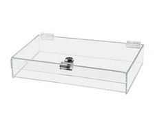 Acrylic Locking Display Case with Keys 12" x 7.75" x 2.38" Clear Countertop Tray