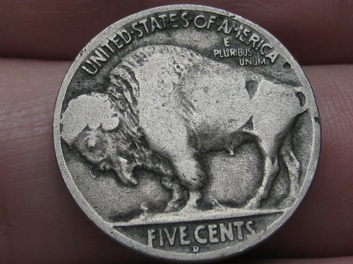 1919 D Buffalo Nickel 5 Cent Piece- Denver, VG/Fine Details