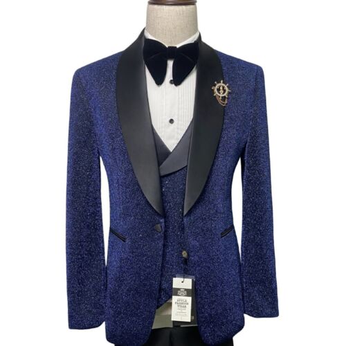 Men's Suits 3 Pcs Set S Fashion Men's Suits Glittering Groom Jacket+vest+pants