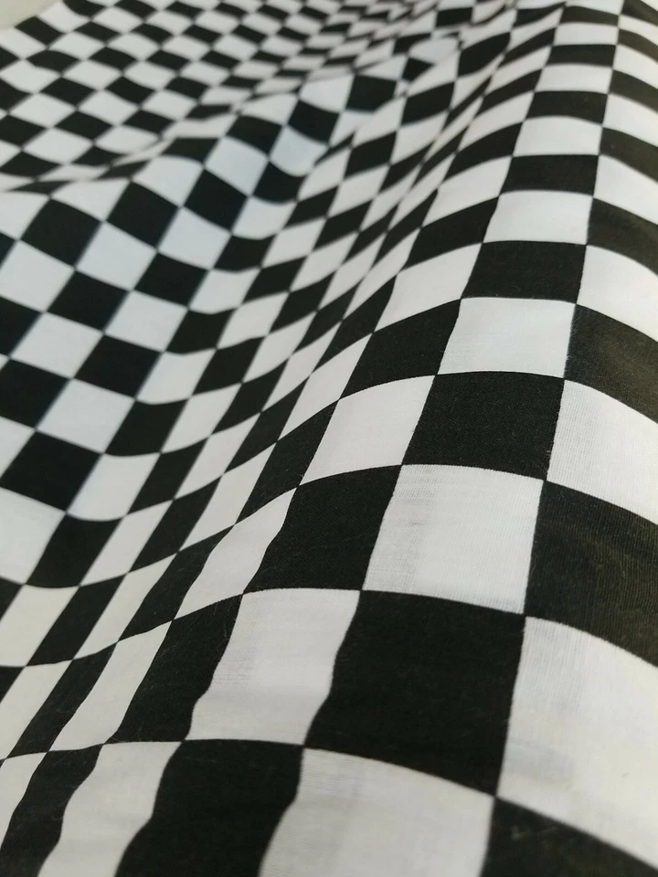 Bandera de carreras Nascar blanca y negra a cuadros estampado de polialgodón tela de 60" por yarda Foto 4 de 4