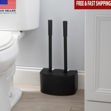 2-in-1 Toilet Brush Plunger Set Space Saving Design Easy Grip Heavy Duty New