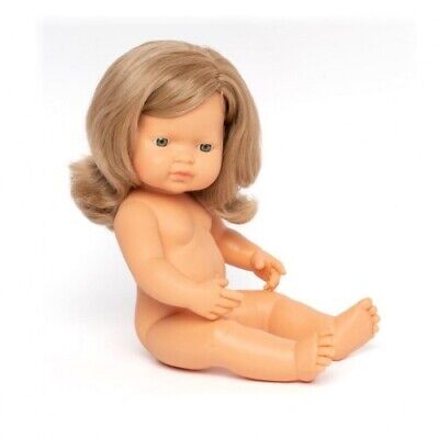 Miniland Baby Doll - Caucasian Dark Blonde Girl 38cm Miniland Baby Doll - Caucasian Dark Blonde Girl 38cm