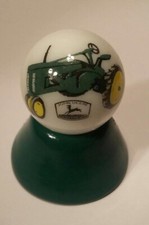 JohnDeere Old Tractor 1" Glass Logo Marble w/ Stand