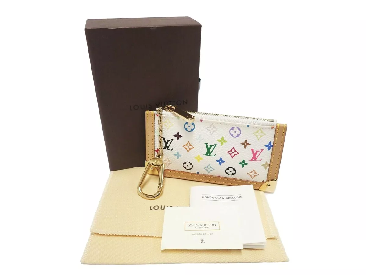 Louis Vuitton Black Monogram Multicolor Key Pouch Pochette Cles