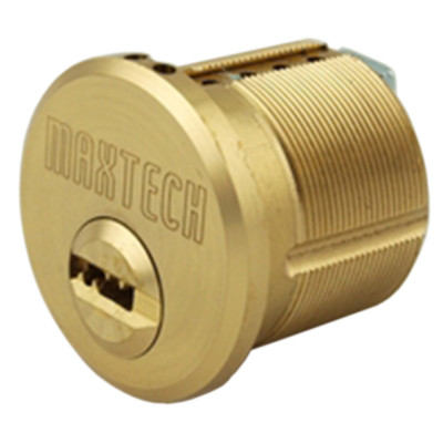 Maxtech Polished Brass 1'' Mortise Cylinder With 2 Keys and Card 006 KEYWAY