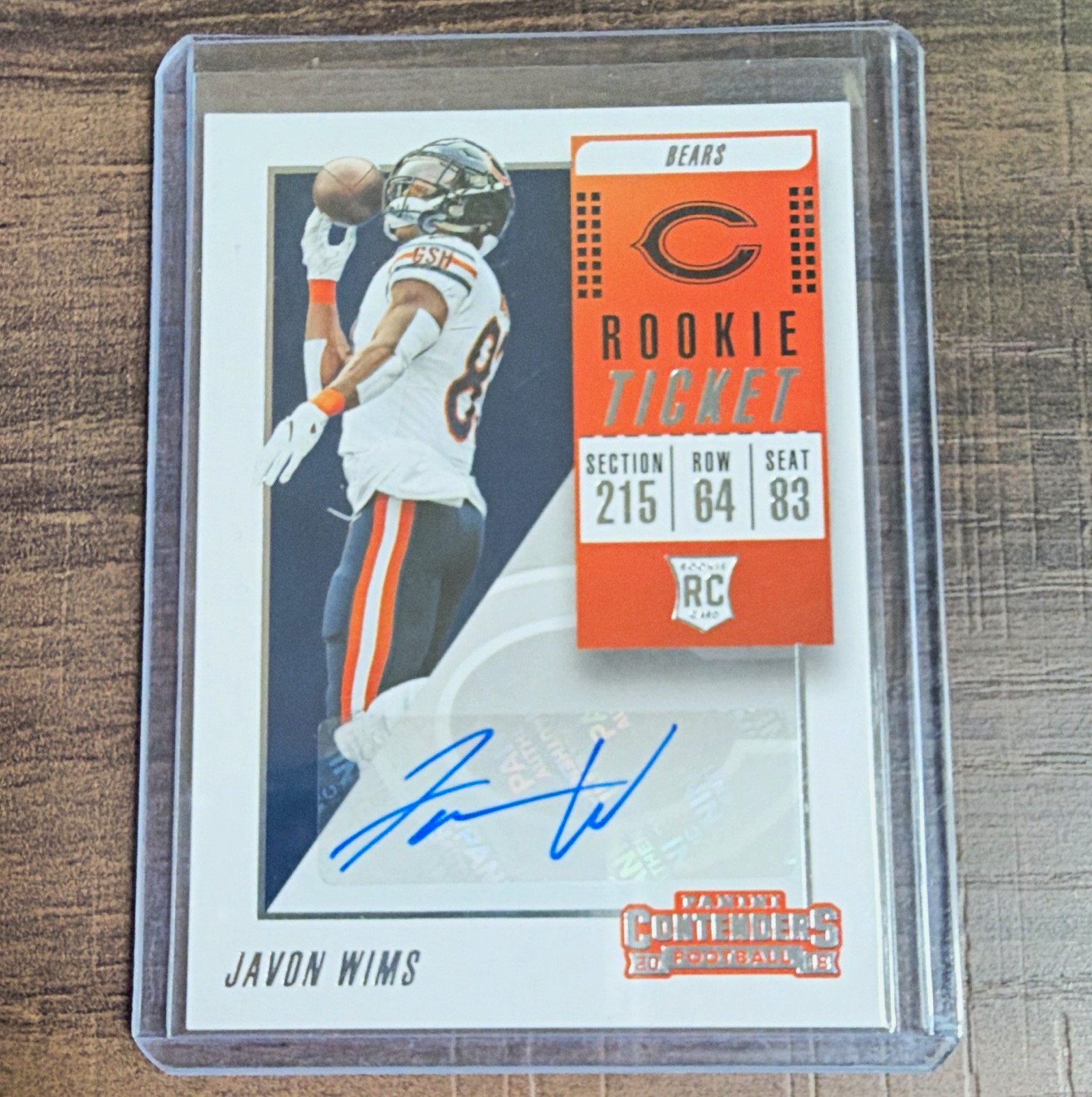 Panini 2018 Contenders Javon Wims #218 Chicago Bears Rookie Ticket Auto RC