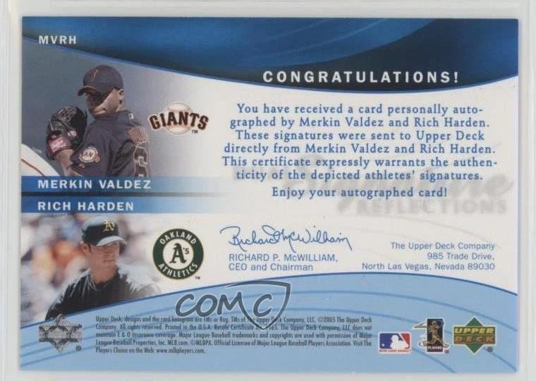 2005 Reflections Dual Signature Blue /35 Merkin Valdez Rich Harden #MVRH Auto - Image 2 of 2