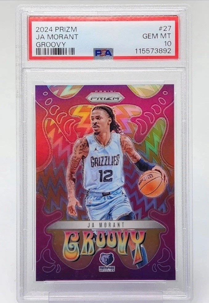 2024-25 Panini Prizm Ja Morant #27 Groovy Case Hit SSP PSA 10