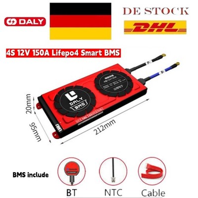 Daly Lifepo4 4S 12V 150A Smart BMS Common Port with Balance &Bluetooth Module DE