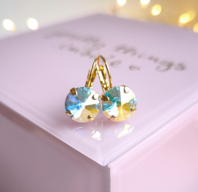 Funkelnde Ohrringe mit Aurelia Borealis Swarovski Kristallen, Schmuck Geschenk 