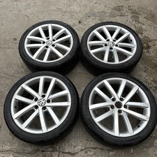 4x GENUINE VOLKSWAGEN GOLF VANCOUVER 18" INCH SILVER / CUT ALLOY WHEELS + TYRES
