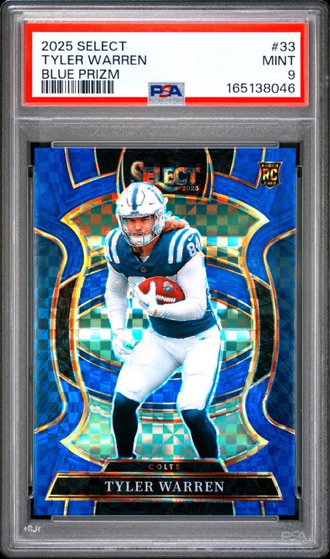 2025 Panini Select Tyler Warren Rookie Concourse Blue Prizm #/249 PSA 9 COLTS TE