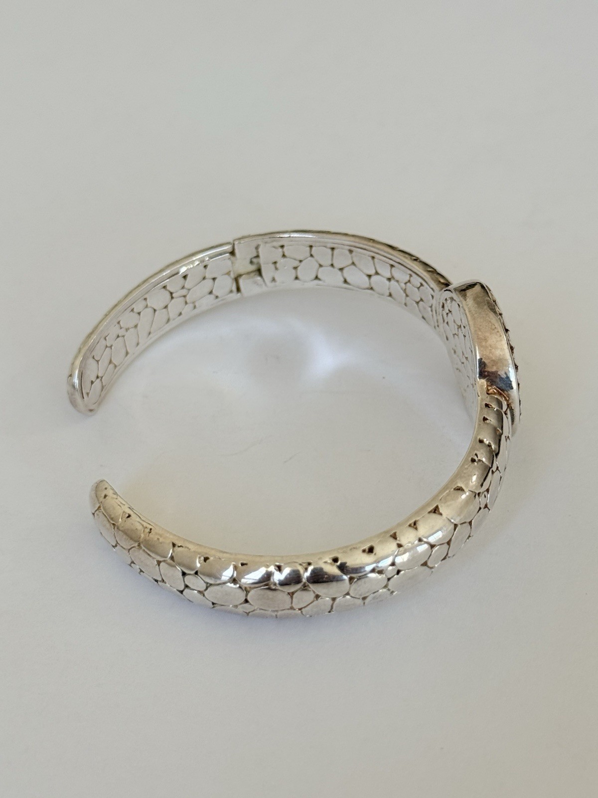 Rustic Cuff Signed 925 Sterling Silver Dot Cobble… - image 15