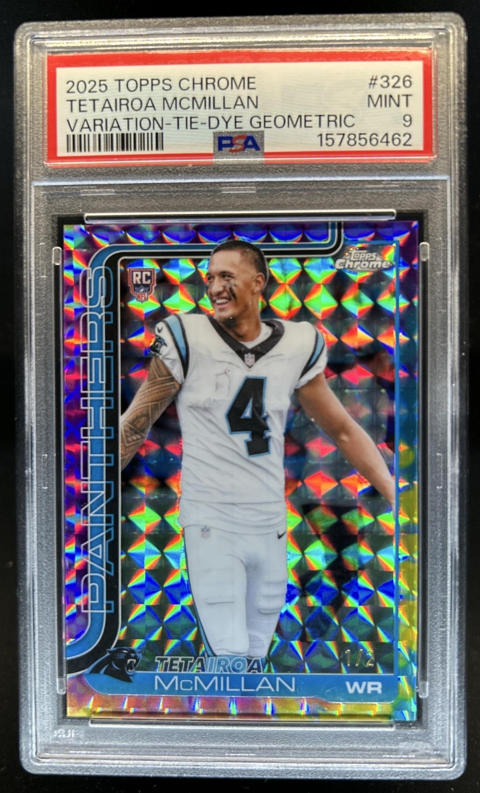 Tetairoa McMillan Topps Chrome #326 Tie-Dye Geometric