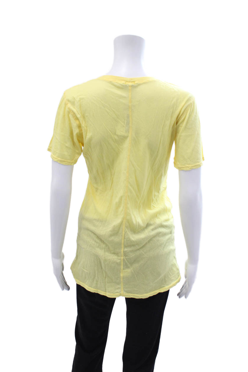 Monrow Womens Basic Yellow Cotton Round Neck Shor… - image 3