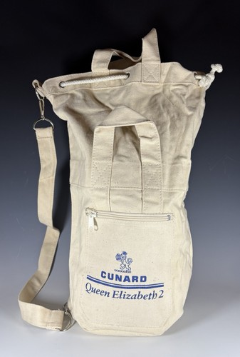 Queen Elizabeth 2 Cunard Canvas Bag Luggage Drawstring 16”