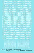 K4 O Scale Decals Late PRR Pennsylvania/Penn Central Freight Car Numbers White