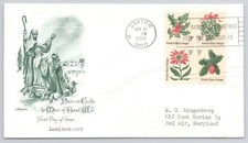 US 1254a-1257a Artmaster Luminescent Tagged Christmas Block FDC Dayton OH  1964