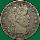 1900-O Barber Quarter Choice Very Fine VF+ Coin, Small Scratch #36516