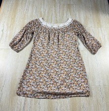 Small Heart Womens Size S Floral Crochet Neck 3/4 Sleeve Shift Dress Multicolor