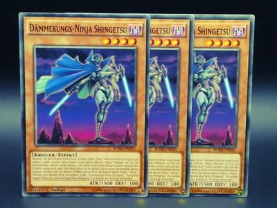 Yugioh Playset 3x Dämmerungs-Ninja Shingetsu BOSH DE015/ Common/ Near Mint/ De.
