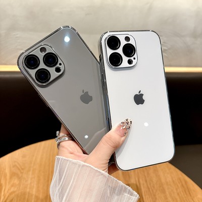 For iPhone 16 15 Pro Max 14 13 12 11 Electroplated Glass Case Camera Protector