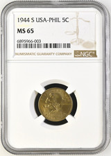 PHILIPPINES 1944-S 5 CENTAVOS NGC MS65 966003