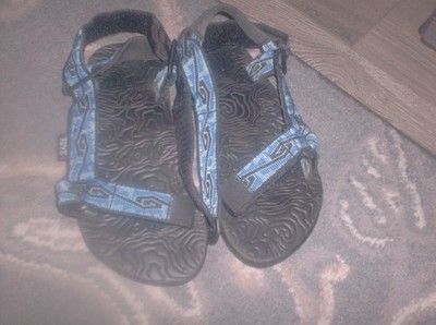 Teva Women's Hurricane Hiking Sandals Blue Black Hook & Loop Fasteners SIZE 5