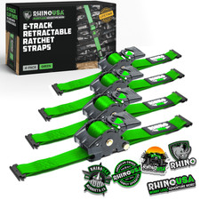 Rhino Usa Retractable E Track Ratchet Tie Down Straps 2 In X 10 Ft 3033 Lb