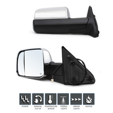 Tow Mirrors Fits 2012 2013 2014 2015 2016 Dodge Ram Power Heated Chrome Cap
