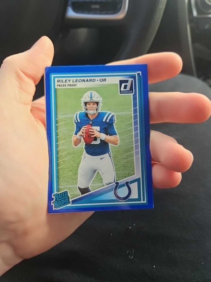 2025 Donruss Riley Leonard Blue Press Proof Rated Rookie #341 Indianapolis Colts