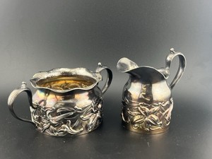 Pairpoint Art Noveau Creamer & Sugar  Bowl Silverplate