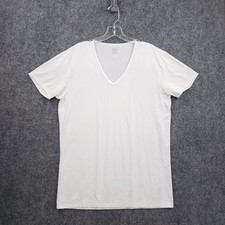 UNIQLO AIRism V Neck T Shirt Mens L Large White Short Sleeve Undershirt Stretch
