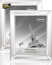 Silver Mirror Photo Frame 8X10 Inch 2 Piece per Set for Wall Hang or Tabletop