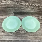 Vintage Fireking Jadeite Green Ribbed Milk Glass Dinner Plates Mid Century 9"