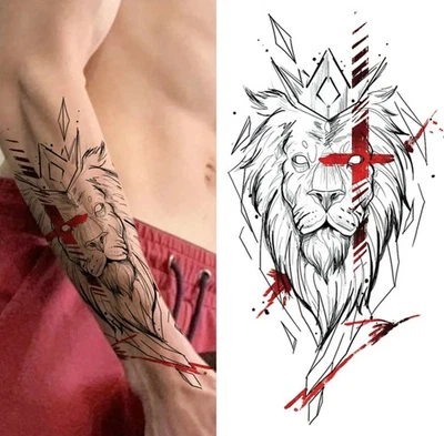 QUEEN OF ENVY ENGLAND Lion Mens Temporary Tattoo Womens Tattoos Fake Sticker Waterproof