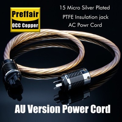 OCC Silver Audio Power Cable US/EU/AU Plug with C15/C19 Carbon Fiber Rhodium