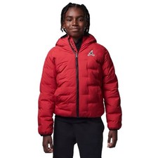 JORDAN Kids Welded Full-Zip Hooded Puffer Jacket in Red - Boys Size L 14/16 