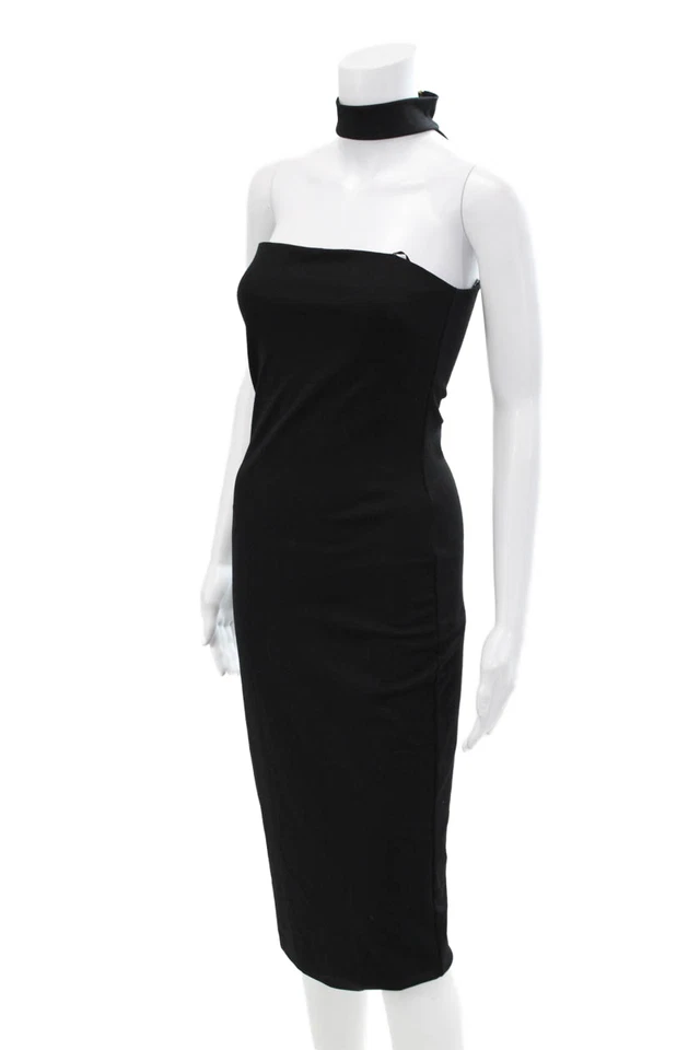 Vestido recto negro sin mangas con cremallera trasera cuello gargantilla Amanda Uprichard para mujer talla S Foto 2 de 4