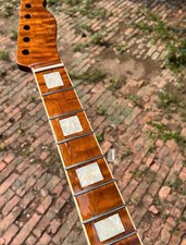 Binding 22fret White blocks Inlay Roasted Flame Maple Electric Guitar Neck Gloss
