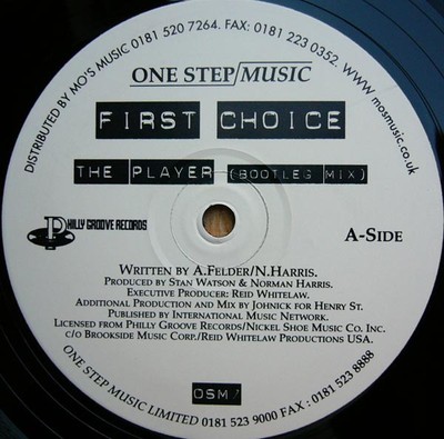 First Choice - The Player - UK 12'' Vinyl - 1998 - One Step Music