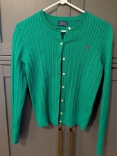POLO Ralph Lauren Girls Green Cable Knit Cardigan Size approx 10