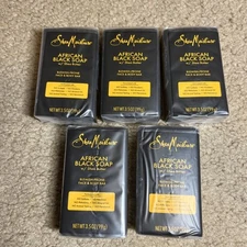Shea Moisture African Black Soap Blemish-Prone Facial & Body Soap 3.5 oz- 5 Pack