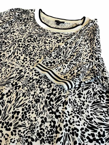 TALBOTS Sweater Short Sleeve Light Classic Black White Print Women SZ Petite XL