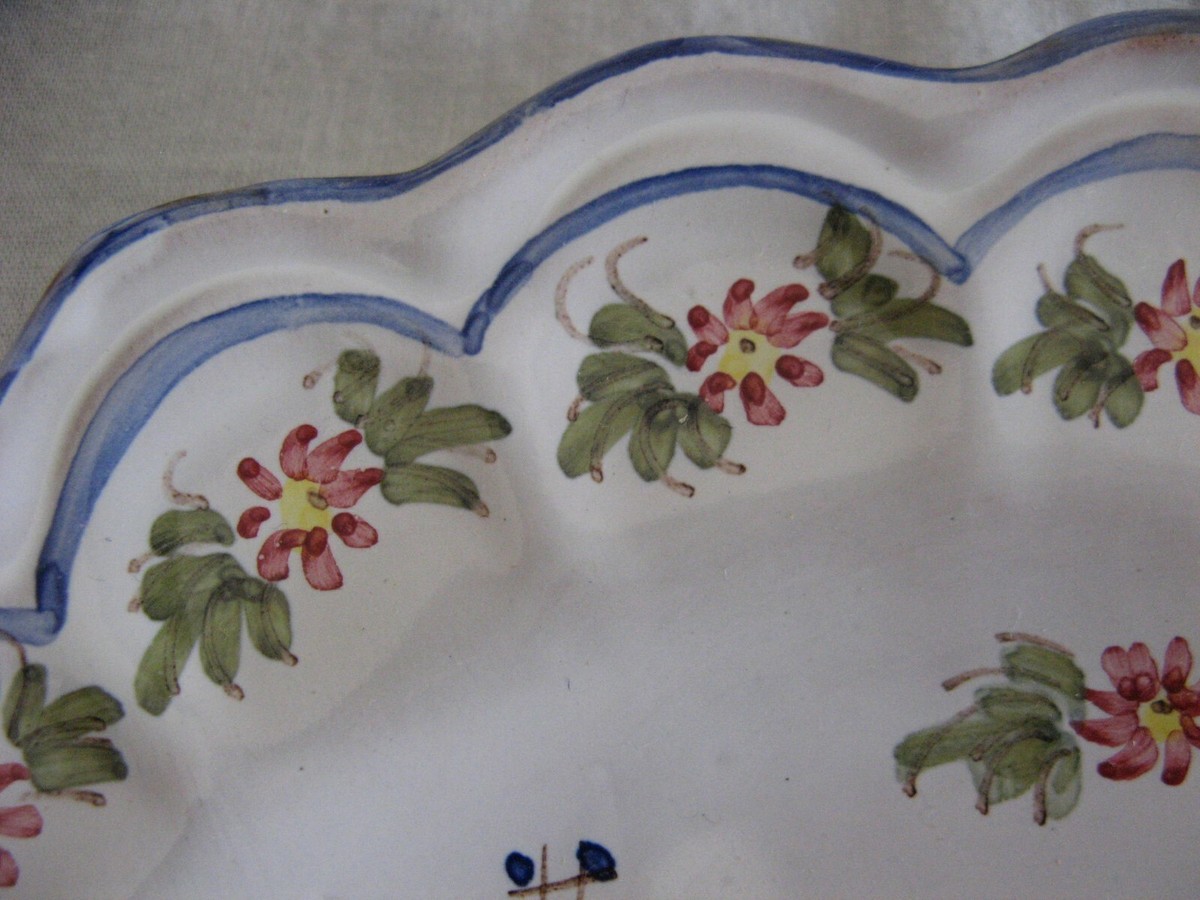 LOT DE 2 assiettes plates faïence Hamage décor Marie-Louise vers 1900