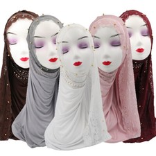 Ramadan Muslim Prayer Long Hijab Women Headscarf Instant Turban Scarves Wrap Cap