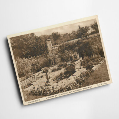 A3 PRINT - Vintage Dorset - Corner Of the Garden, Sun Ray Hotel, Osmington
