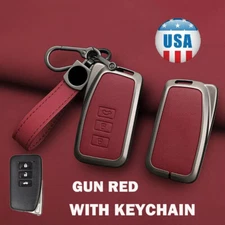 Gun-Red Zinc Alloy Leather Car Key Fob Case Cover For Lexus GS NX LX RX 200 250