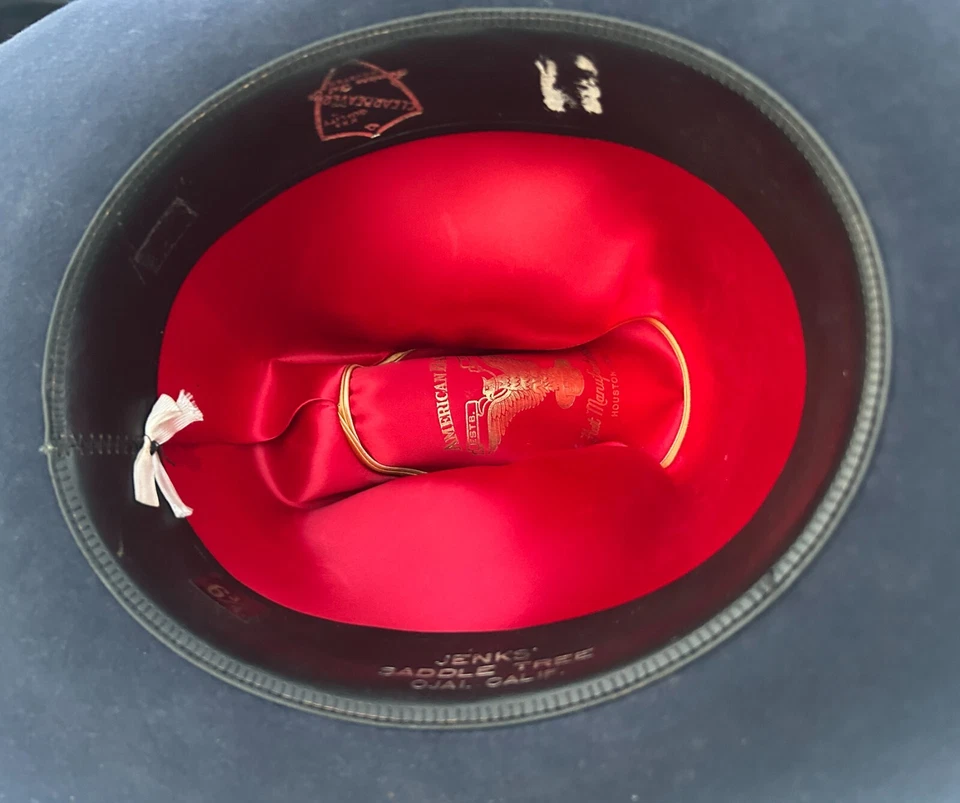 DE COLECCIÓN SOMBRERO AMERICANO COMPAÑÍA SOMBRERO VAQUERO SOMBRERO 3X CASTOR TRANSPARENTE fieltro azul marino 6 3/4 Foto 3 de 4